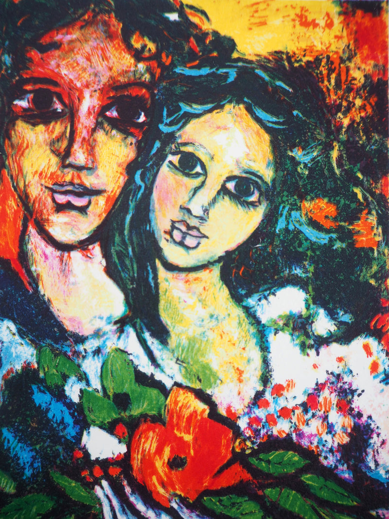Alain RAYA SORKINE : Le couple du soleil, Lithographie originale (photo de détail 2) - Crédit photo : Galerie Art.Paris