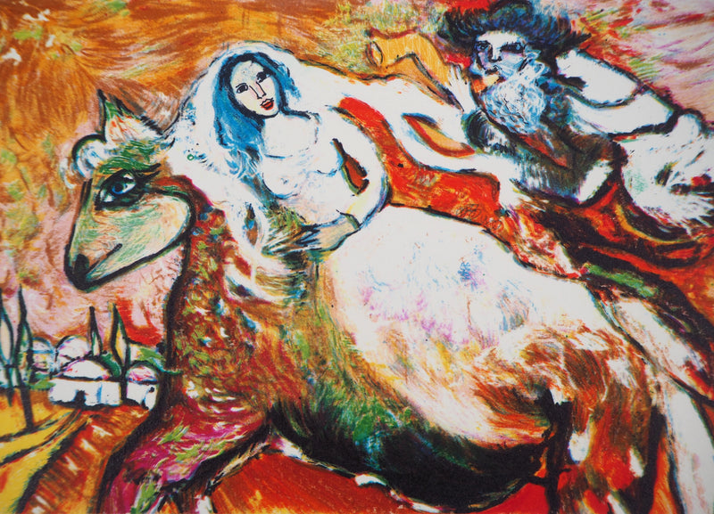 Alain RAYA SORKINE : La mariée à cheval, Lithographie originale signée