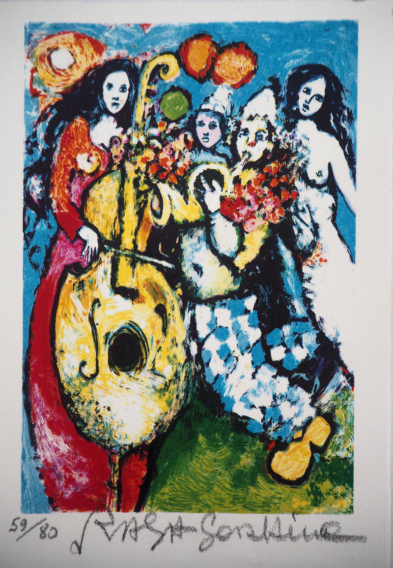 Alain RAYA SORKINE : L’orchestre, Lithographie originale (vue générale) - Crédit photo : Galerie Art.Paris