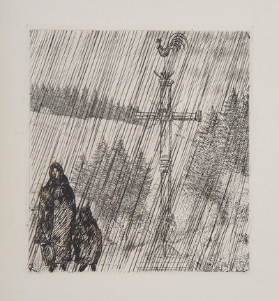 Jean-Emile LABOUREUR : Bretagne, Promenade au Calvaire, Gravure originale (photo de détail 2) - Crédit photo : Galerie Art.Paris