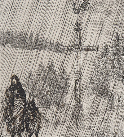 Jean-Emile LABOUREUR : Bretagne, Promenade au Calvaire, Gravure originale (photo de détail 3) - Crédit photo : Galerie Art.Paris