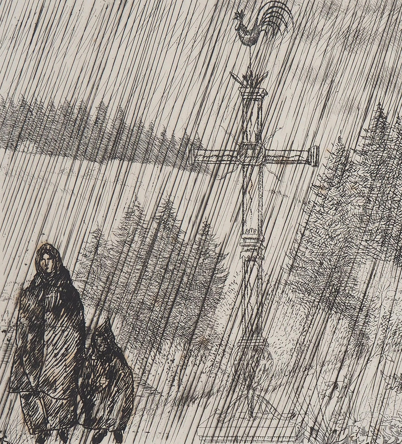 Jean-Emile LABOUREUR : Bretagne, Promenade au Calvaire, Gravure originale (photo de détail 3) - Crédit photo : Galerie Art.Paris