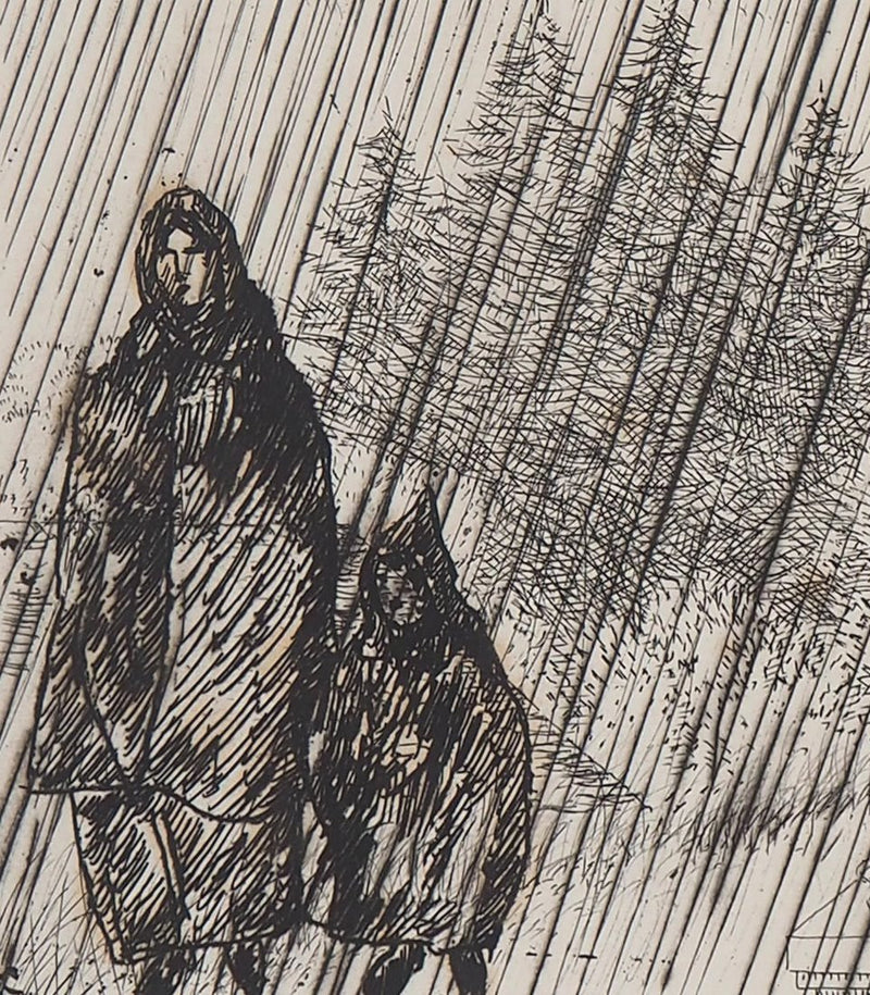 Jean-Emile LABOUREUR : Bretagne, Promenade au Calvaire, Gravure originale (photo de détail 5) - Crédit photo : Galerie Art.Paris
