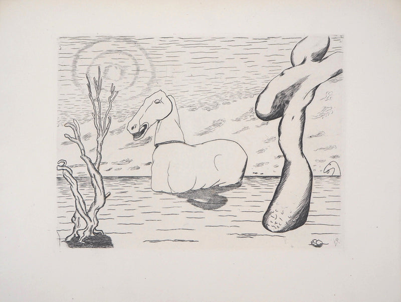 Roger VIEILLARD : Cheval surréaliste, Gravure originale (vue générale) - Crédit photo : Galerie Art.Paris