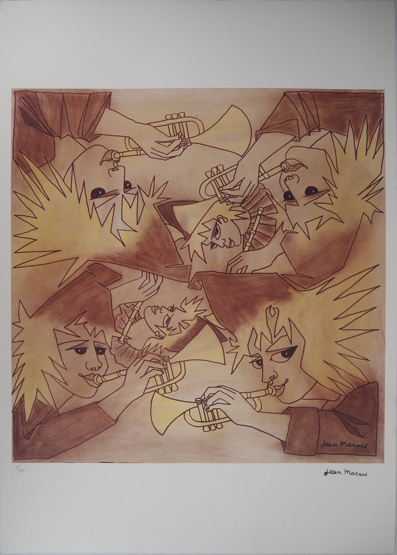 Jean MARAIS : Trompettistes, Lithographie originale (vue générale) - Crédit photo : Galerie Art.Paris