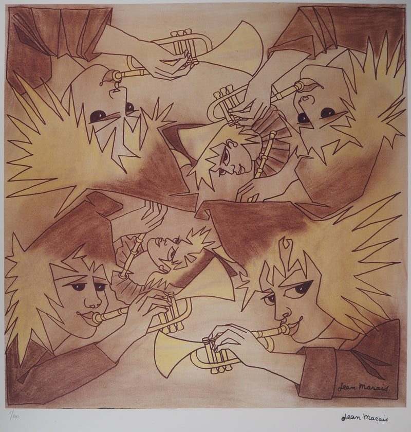 Jean MARAIS : Trompettistes, Lithographie originale (photo de détail 2) - Crédit photo : Galerie Art.Paris