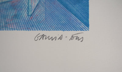 Pierre GARCIA-FONS : Intérieur surréaliste et jardin bleu, Lithographie originale (photo de détail 3) - Crédit photo : Galerie Art.Paris