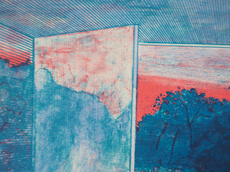 Pierre GARCIA-FONS : Intérieur surréaliste et jardin bleu, Lithographie originale (photo de détail 5) - Crédit photo : Galerie Art.Paris