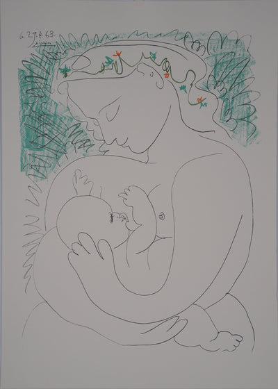 Pablo PICASSO : Maternité, grand modèle, Lithographie originale (vue générale) - Crédit photo : Galerie Art.Paris