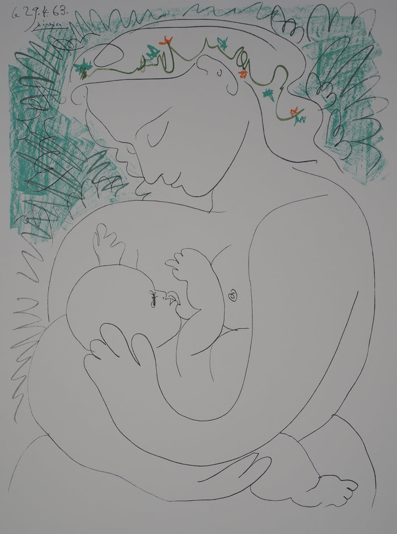 Pablo PICASSO : Maternité, grand modèle, Lithographie originale (photo de détail 2) - Crédit photo : Galerie Art.Paris