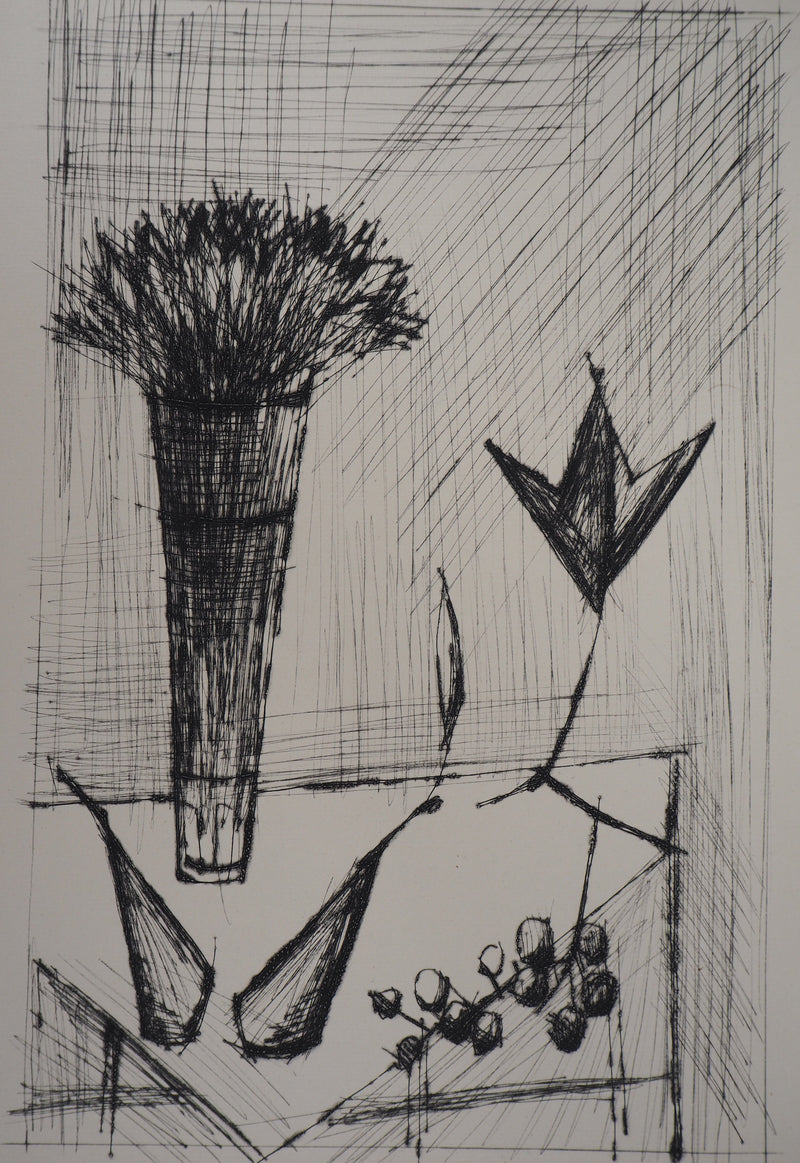 Bernard BUFFET : Nature morte aux bouquet et aux fruits, Gravure originale (photo de détail 2) - Crédit photo : Galerie Art.Paris