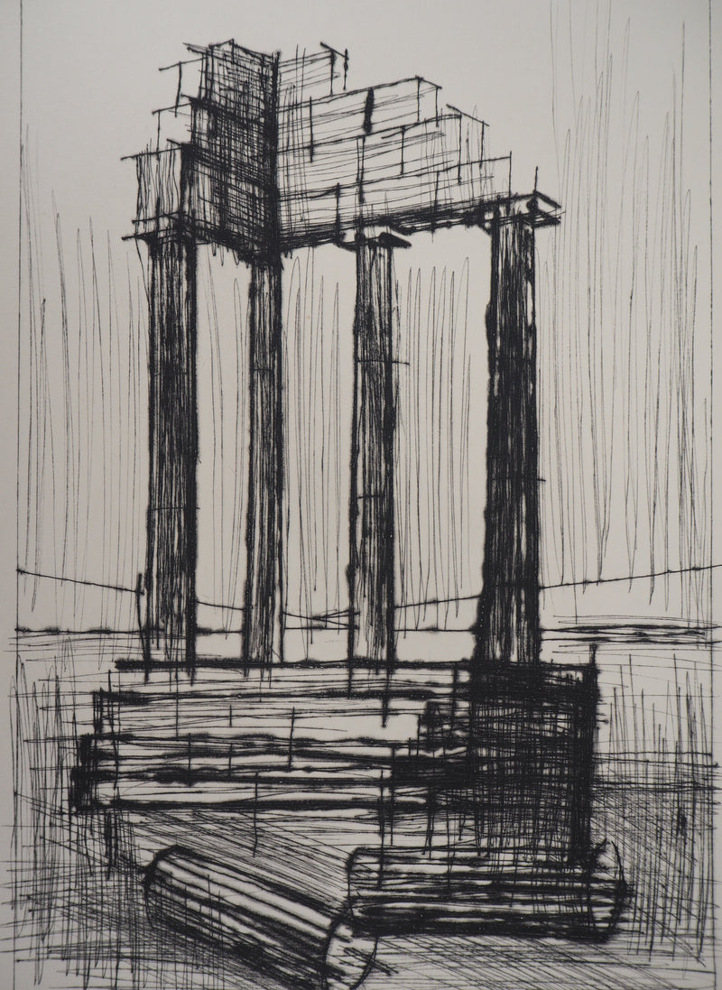 Bernard BUFFET : Temple en Ruine (Pompéi), Gravure originale (photo de détail 2) - Crédit photo : Galerie Art.Paris