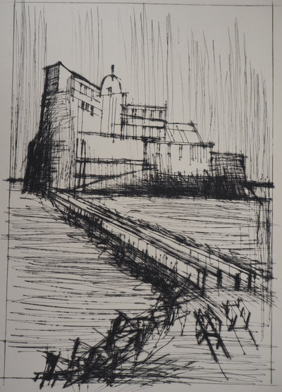 Bernard BUFFET : La Forteresse, Gravure originale (photo de détail 2) - Crédit photo : Galerie Art.Paris