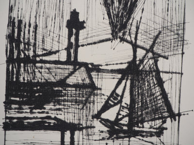 Bernard BUFFET : Paysage au voilier et au phare, Gravure originale (photo de détail 4) - Crédit photo : Galerie Art.Paris