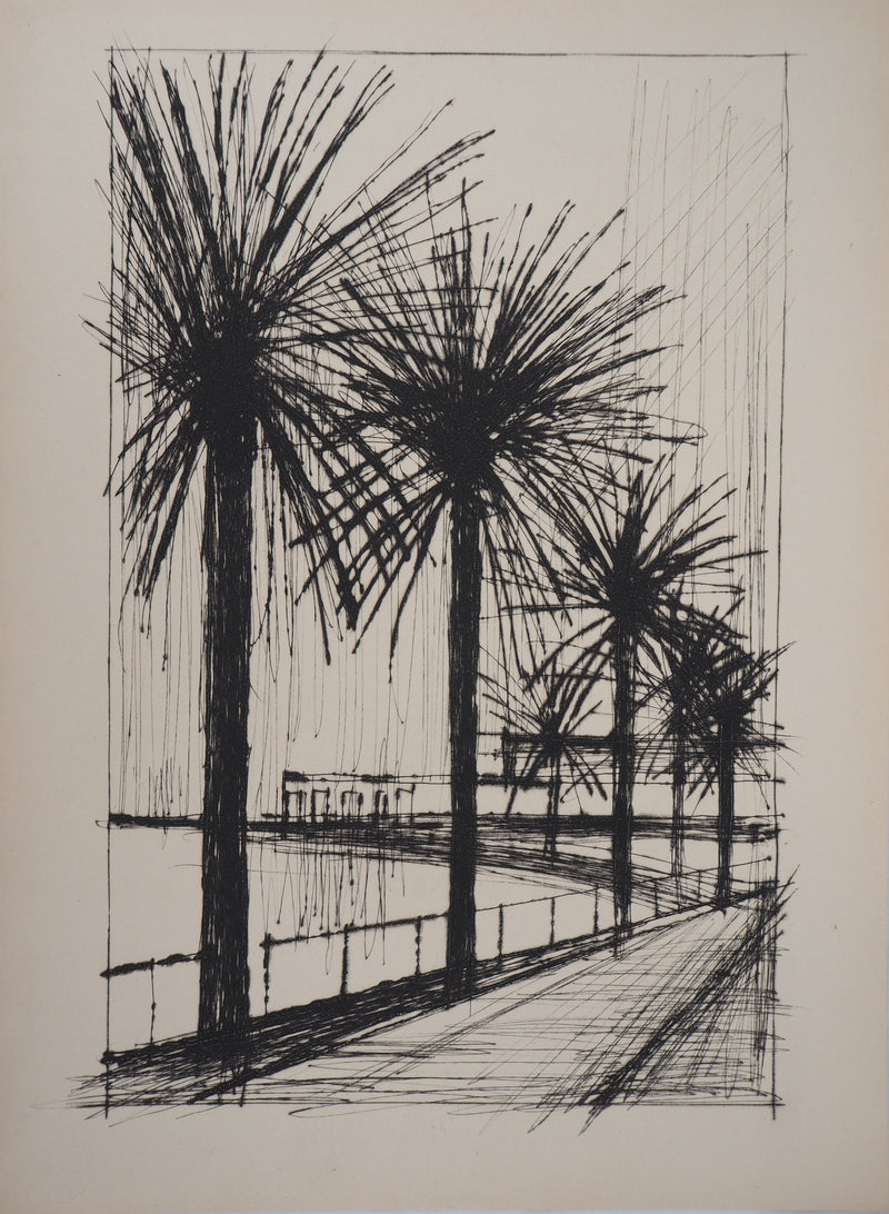 Bernard BUFFET : Palmiers le long de la plage, Gravure originale (vue générale) - Crédit photo : Galerie Art.Paris