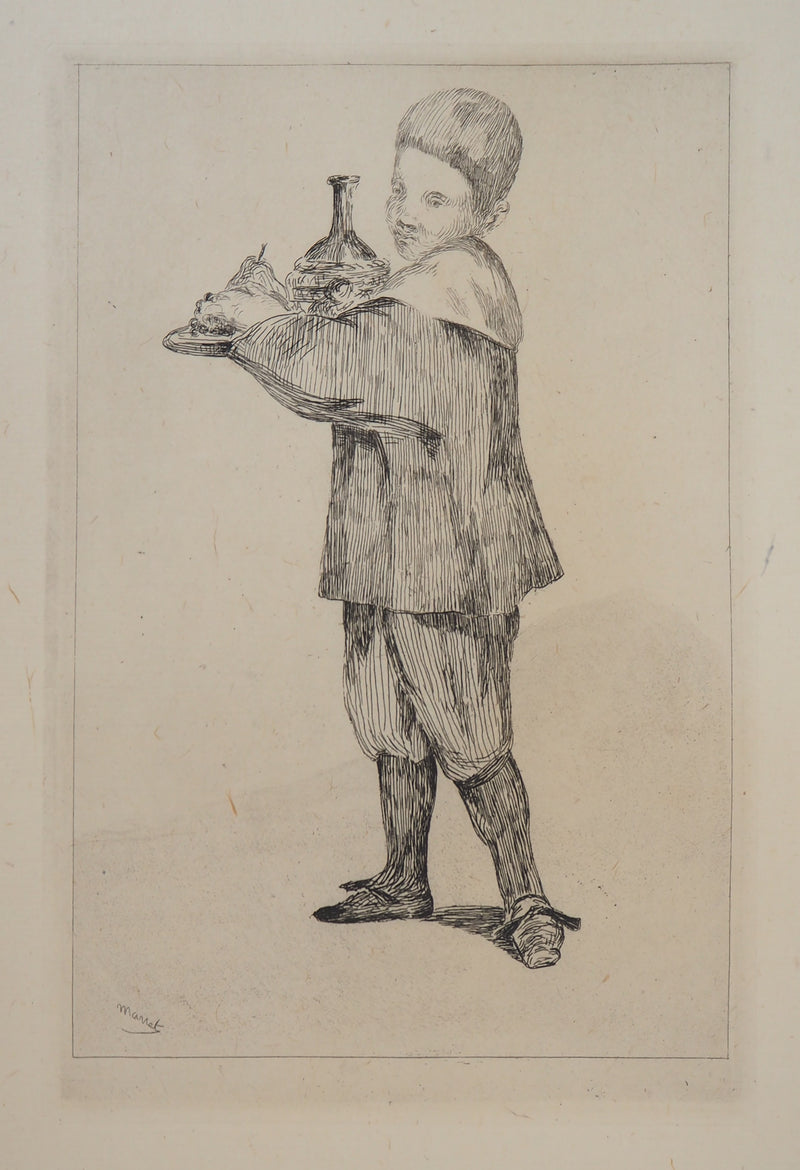 Edouard MANET : Enfant portant un plateau, Gravure originale (vue générale) - Crédit photo : Galerie Art.Paris