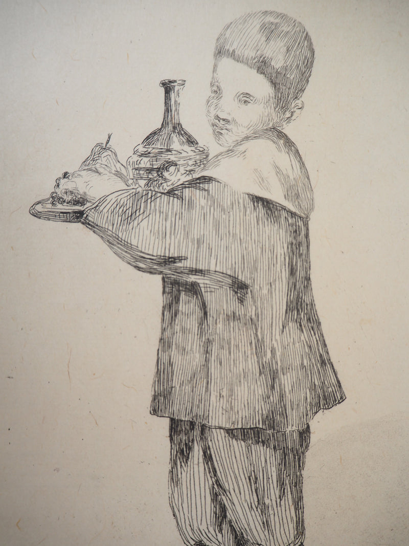 Edouard MANET : Enfant portant un plateau, Gravure originale (photo de détail 5) - Crédit photo : Galerie Art.Paris