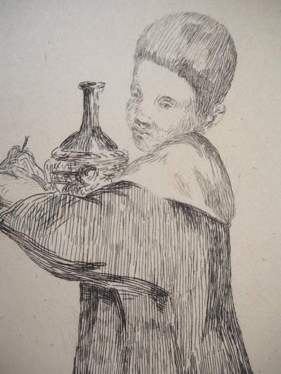 Edouard MANET : Enfant portant un plateau, Gravure originale (photo de détail 6) - Crédit photo : Galerie Art.Paris