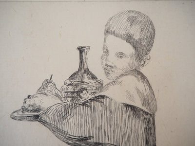 Edouard MANET : Enfant portant un plateau, Gravure originale (photo de détail 7) - Crédit photo : Galerie Art.Paris