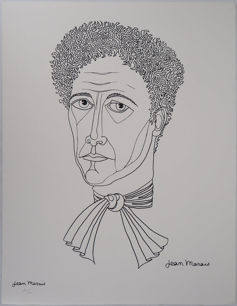 Jean MARAIS : Portrait de Jean Cocteau, Lithographie originale (vue générale) - Crédit photo : Galerie Art.Paris