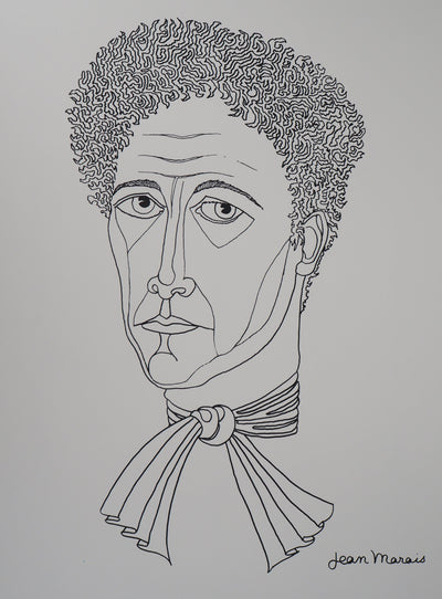 Jean MARAIS : Portrait de Jean Cocteau, Lithographie originale (photo de détail 2) - Crédit photo : Galerie Art.Paris