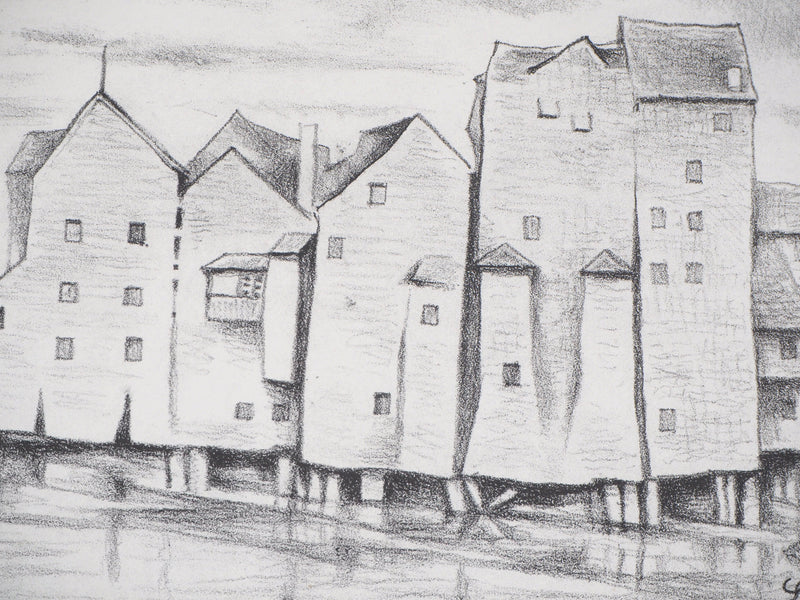 Robert LOTIRON : Les moulins de Meaux, Lithographie originale (photo de détail 2) - Crédit photo : Galerie Art.Paris