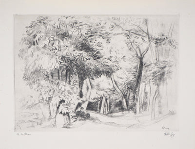 Robert LOTIRON : L'entrée de la forêt, Gravure originale (vue générale) - Crédit photo : Galerie Art.Paris