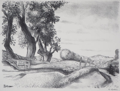 Robert LOTIRON : Paysage en Corrèze (Le Perrier), Lithographie originale (photo de détail 2) - Crédit photo : Galerie Art.Paris