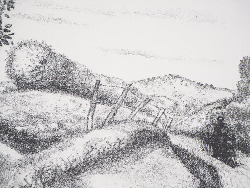 Robert LOTIRON : Paysage en Corrèze (Le Perrier), Lithographie originale (photo de détail 4) - Crédit photo : Galerie Art.Paris