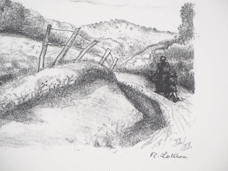 Robert LOTIRON : Paysage en Corrèze (Le Perrier), Lithographie originale (photo de détail 3) - Crédit photo : Galerie Art.Paris