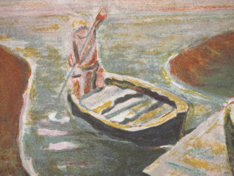 Robert LOTIRON : Bretagne, le détroquage des huitres, Lithographie originale (photo de détail 3) - Crédit photo : Galerie Art.Paris