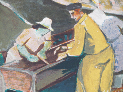 Robert LOTIRON : Bretagne, le détroquage des huitres, Lithographie originale (photo de détail 4) - Crédit photo : Galerie Art.Paris