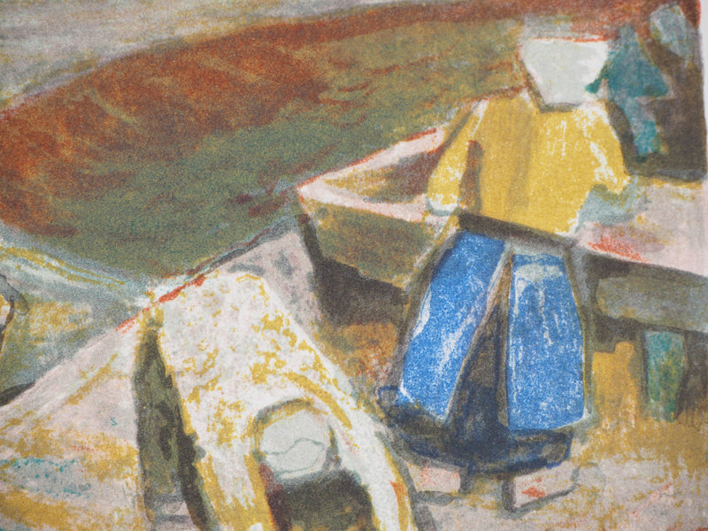 Robert LOTIRON : Bretagne, le détroquage des huitres, Lithographie originale (photo de détail 5) - Crédit photo : Galerie Art.Paris