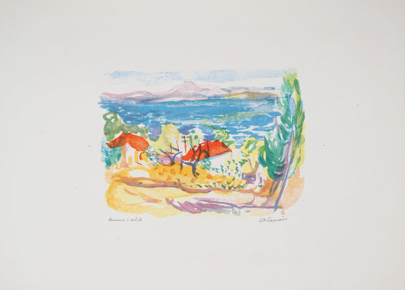 Charles CAMOIN : Bord de mer près de Saint Tropez, Lithographie originale (vue générale) - Crédit photo : Galerie Art.Paris