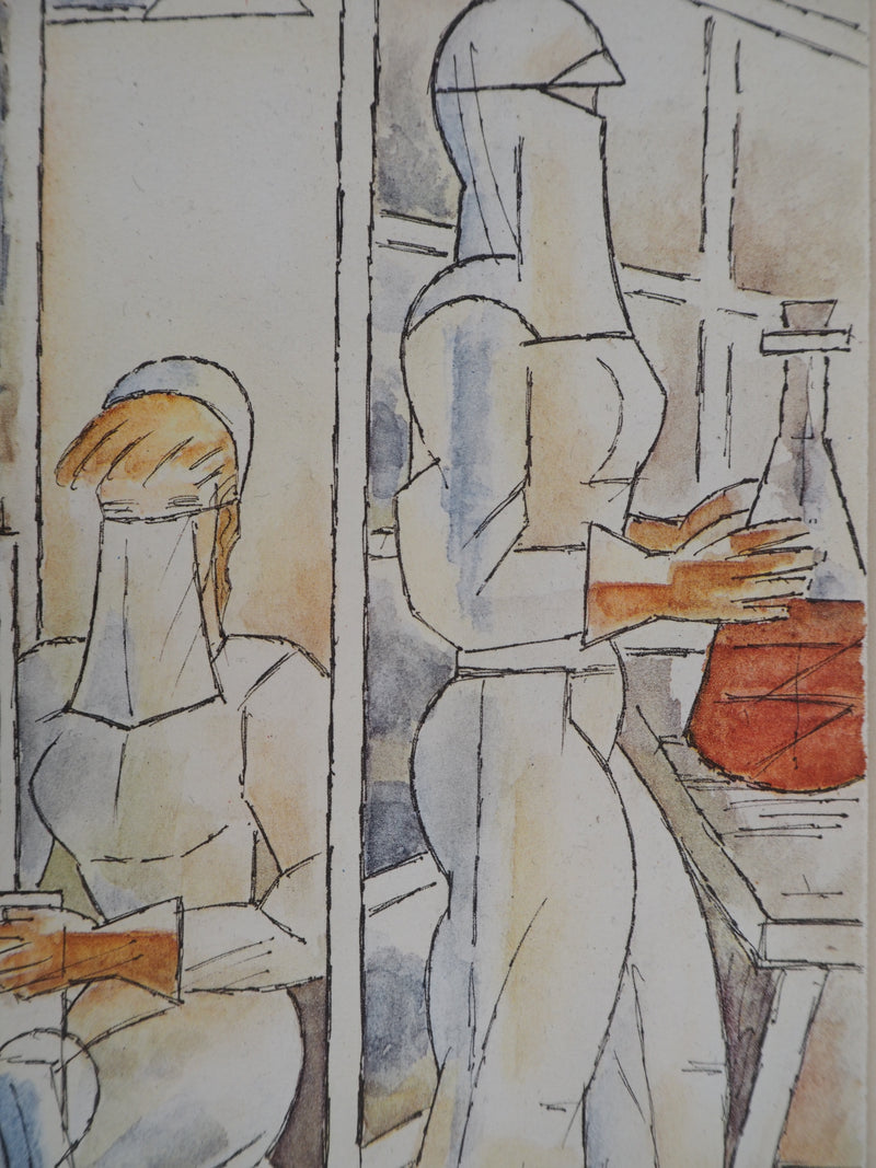 Marcel GROMAIRE : Infirmières au laboratoire, Lithographie originale (photo de détail 6) - Crédit photo : Galerie Art.Paris