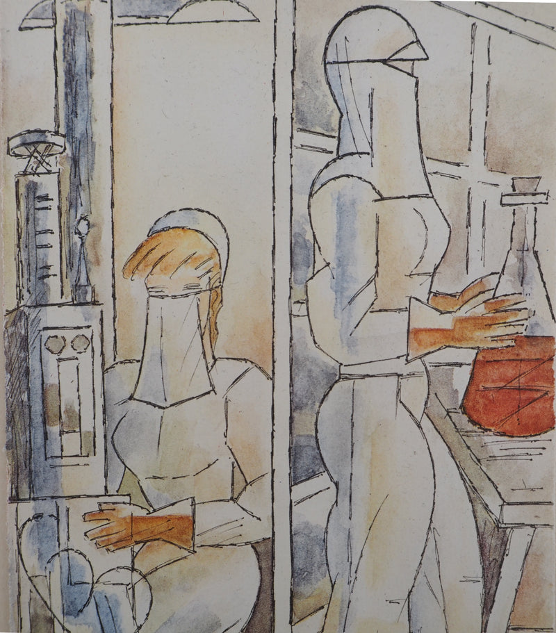 Marcel GROMAIRE : Infirmières au laboratoire, Lithographie originale (photo de détail 4) - Crédit photo : Galerie Art.Paris