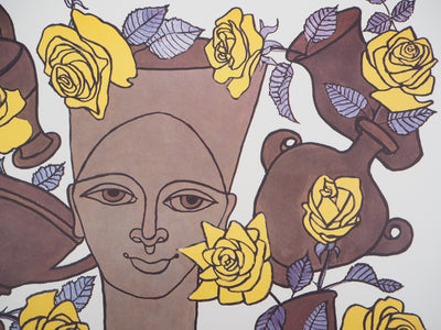 Jean MARAIS : Femme, fleurs et poteries, Lithographie originale (photo de détail 5) - Crédit photo : Galerie Art.Paris