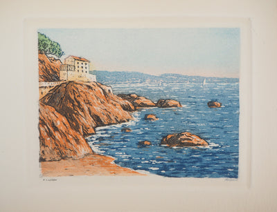 René LIGERON : Méditerranée : Maison en bord de mer, Gravure originale (photo de détail 3) - Crédit photo : Galerie Art.Paris