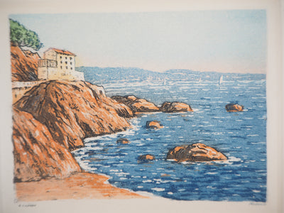 René LIGERON : Méditerranée : Maison en bord de mer, Gravure originale (vue générale) - Crédit photo : Galerie Art.Paris