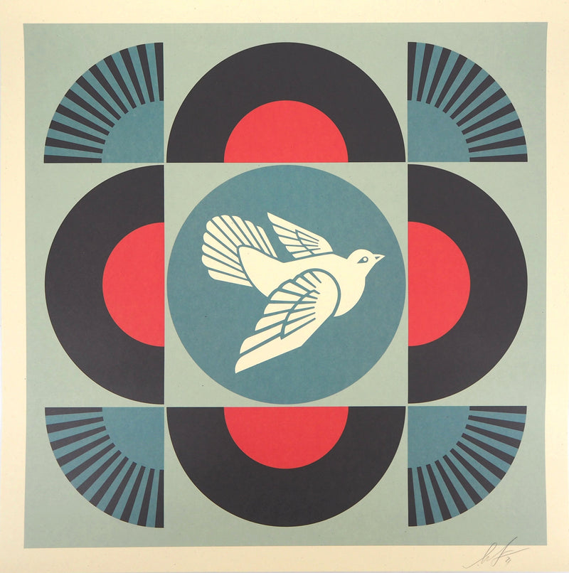 Shepard FAIREY : Geometric Dove - Black, Sérigraphie originale (vue générale) - Crédit photo : Galerie Art.Paris