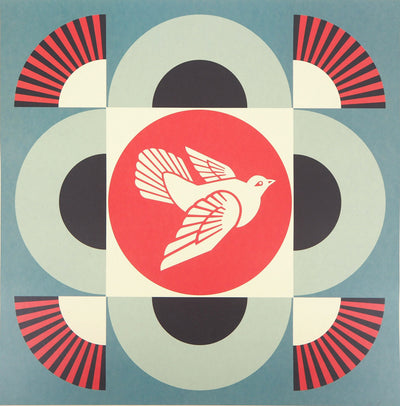 Shepard FAIREY : Geometric Dove - Blue, Sérigraphie originale (photo de détail 3) - Crédit photo : Galerie Art.Paris