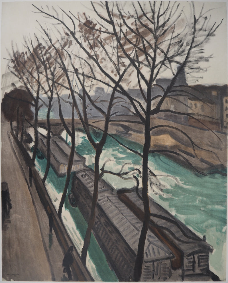 Albert MARQUET : Bateaux-lavoirs et Pont Neuf, Lithographie originale (photo de détail 3) - Crédit photo : Galerie Art.Paris