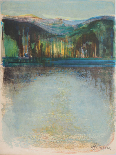 Camille HILAIRE : Alsace, Le lac d’Altenweiher, Lithographie originale (vue générale) - Crédit photo : Galerie Art.Paris