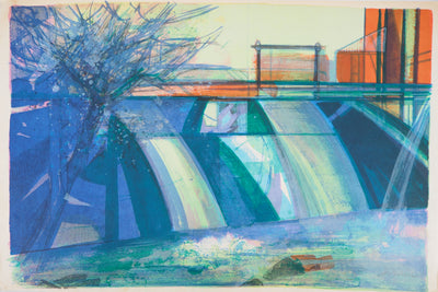 Camille HILAIRE : Le barrage, Lithographie originale (vue générale) - Crédit photo : Galerie Art.Paris