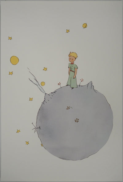 Antoine DE SAINT-EXUPERY : Le Petit Prince sur l'astéroïde, Lithographie originale (vue générale) - Crédit photo : Galerie Art.Paris