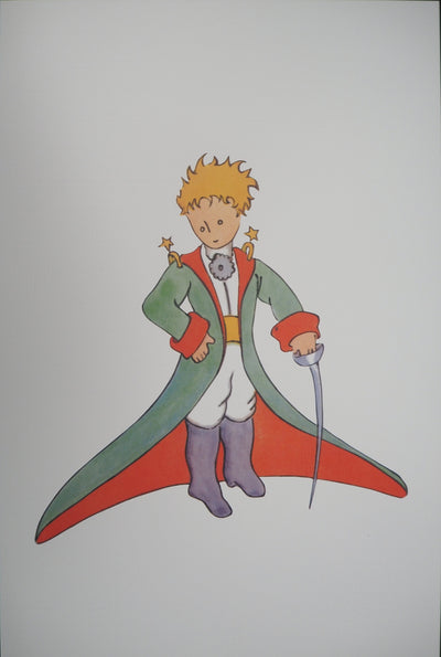 Antoine DE SAINT-EXUPERY : Le Petit Prince en grand manteau, Lithographie originale (vue générale) - Crédit photo : Galerie Art.Paris