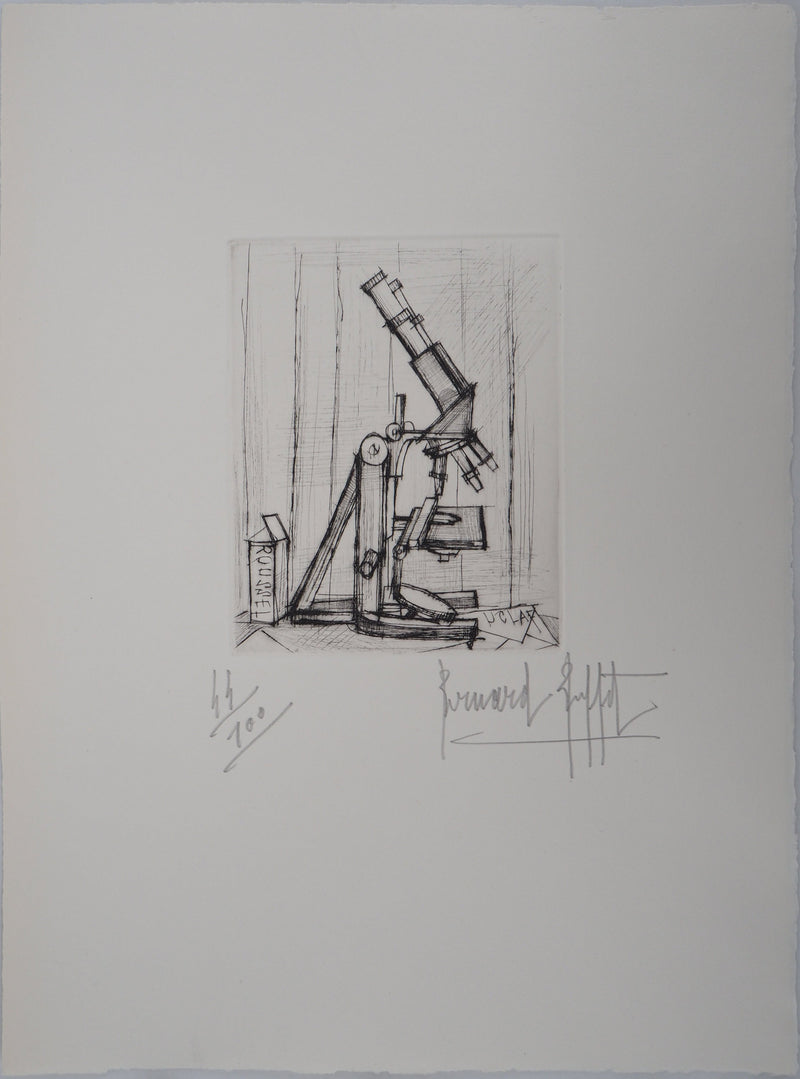 Bernard BUFFET : Microscope, Gravure originale (vue générale) - Crédit photo : Galerie Art.Paris