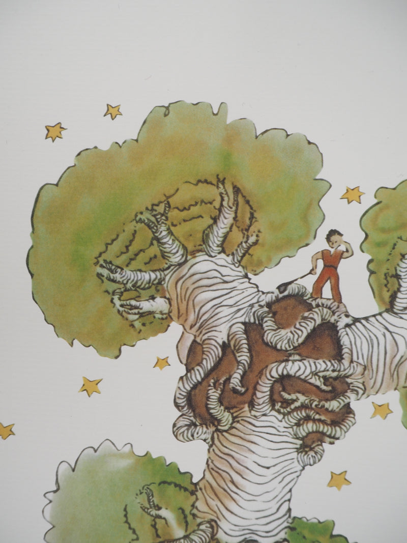 Antoine DE SAINT-EXUPERY : Le Petit Prince parmi les baobabs, Lithographie originale (photo de détail 4) - Crédit photo : Galerie Art.Paris