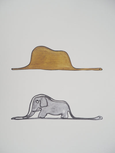 Antoine DE SAINT-EXUPERY : Le Petit Prince : un éléphant dans un chapeau, Lithographie originale (photo de détail 2) - Crédit photo : Galerie Art.Paris