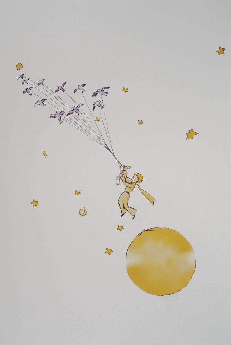 Antoine DE SAINT-EXUPERY : Le Petit Prince en route vers les étoiles, Lithographie originale (vue générale) - Crédit photo : Galerie Art.Paris